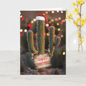 Christmas Holiday Cactus Desert with Cardinals Kaart (Gele Bloem)