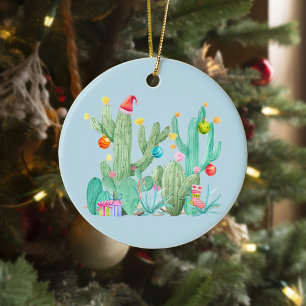 Christmas Holiday Cactus Southwest Desert Keramisch Ornament