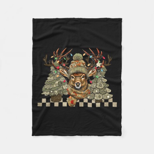 Christmas Holiday Camo Hunting Reindeer Deer Xmas  Fleece Deken (Voorkant)
