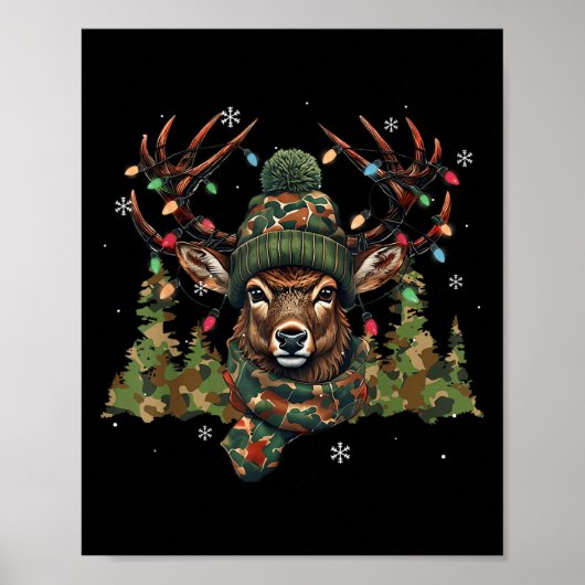 Christmas Holiday Camo Hunting Reindeer Deer Xmas Poster (Voorkant)