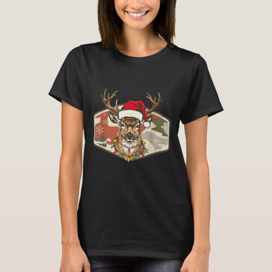 Christmas Holiday Camo Hunting Reindeer Deer Xmas T-shirt (Voorkant)