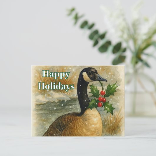 Christmas Holiday Canadian Goose Feestdagenkaart (Staand voorkant)