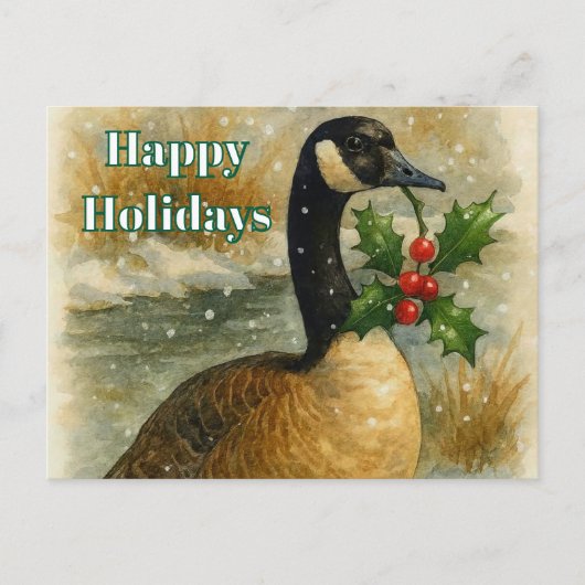 Christmas Holiday Canadian Goose Feestdagenkaart (Voorkant)