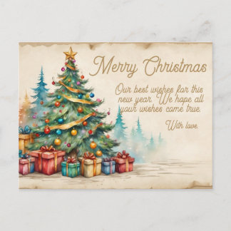 Christmas Holiday Card Festive Decorated Tree & Feestdagenkaart