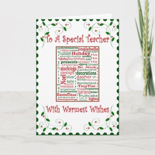 Christmas Holiday Card for Teacher Feestdagen Kaart (Voorkant)
