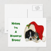 Christmas Holiday Cat and Dog Postcard Feestdagenkaart (Voorkant / Achterkant)