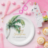 Christmas Holiday Coastal Palm Tree Custom Papieren Bordje (Feest)
