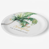 Christmas Holiday Coastal Palm Tree Custom Papieren Bordje (Gekanteld)