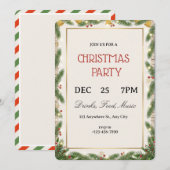 Christmas holiday cocktail party green bow modern  kaart (Voorkant / Achterkant)