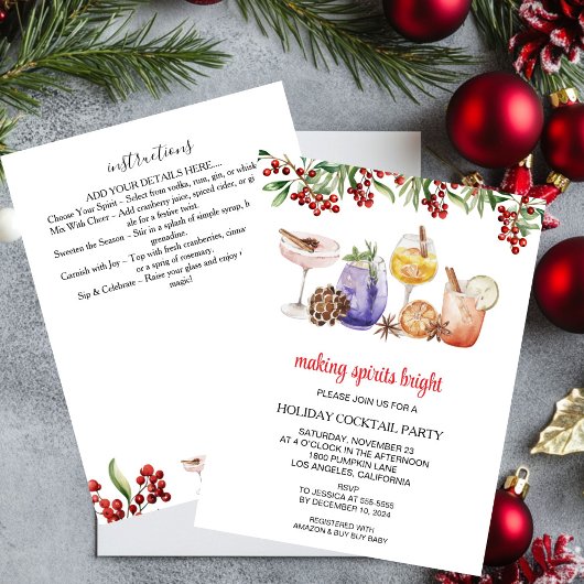 christmas Holiday Cocktail Party Invitation Kaart