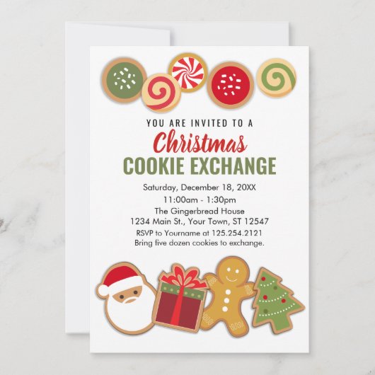 Christmas Holiday Cookie Exchange Invitation Kaart (Voorkant)