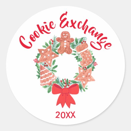 Christmas Holiday Cookie Exchange Ronde Sticker (Voorkant)