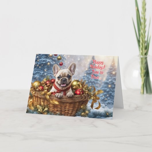 Christmas Holiday Cute and Funny Frenchie Bulldog Kaart (Voorkant)