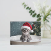 Christmas Holiday Cute Kitten Cat in Bubble Bath  Feestdagenkaart (Staand voorkant)
