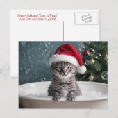 Christmas Holiday Cute Kitten Cat in Bubble Bath  Feestdagenkaart (Voorkant / Achterkant)