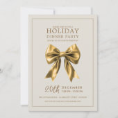 Christmas Holiday Dinner Party Gold Satin Bow Kaart (Voorkant)