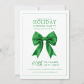 Christmas Holiday Dinner Party Green Satin Bow Kaart (Voorkant)