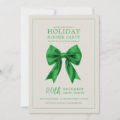 Christmas Holiday Dinner Party Green Satin Bow Kaart (Voorkant)
