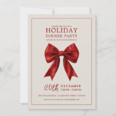 Christmas Holiday Dinner Party Red Satin Bow Kaart (Voorkant)