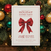 Christmas Holiday Dinner Party Red Satin Bow Kaart