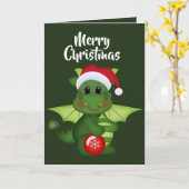 Christmas Holiday Dragon fantasy kaart toevoegen (Gele Bloem)