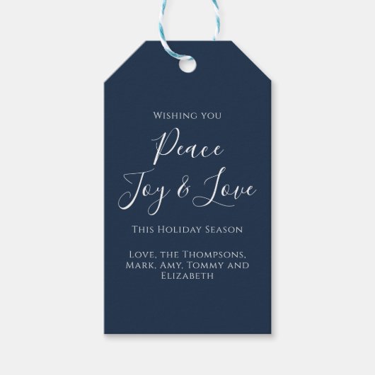 Christmas Holiday Elegant Peace Joy Love Simple Cadeaulabel (Voorkant)