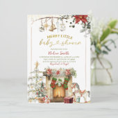 Christmas Holiday Fireplace Baby Shower Kaart (Staand voorkant)