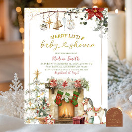 Christmas Holiday Fireplace Baby Shower Kaart