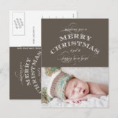 CHRISTMAS HOLIDAY FOTO BRIEFKAART TAUPE (Voorkant / Achterkant)