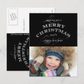 CHRISTMAS HOLIDAY FOTO-BRIEFKAART | ZWARTE FEESTDAGENKAART (Voorkant / Achterkant)