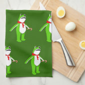 Christmas Holiday Frog Gift Kitchen Towel Theedoek (Quarter Fold)