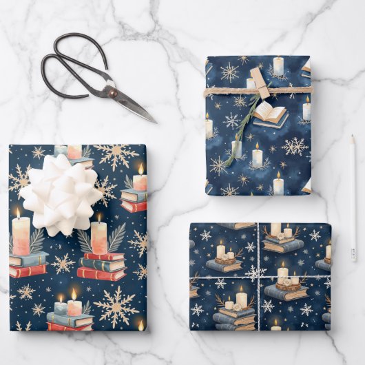 Christmas Holiday Gift Wrap voor boekenliefhebber Inpakpapier Vel (Voorkant)