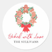 Christmas Holiday Gingerbread Baked With Love Ronde Sticker (Voorkant)