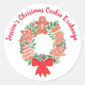 Christmas Holiday Gingerbread Cookie Exchange  Ronde Sticker (Voorkant)