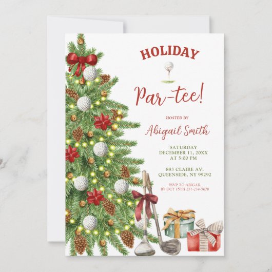 Christmas Holiday Golf Partee Kaart (Voorkant)