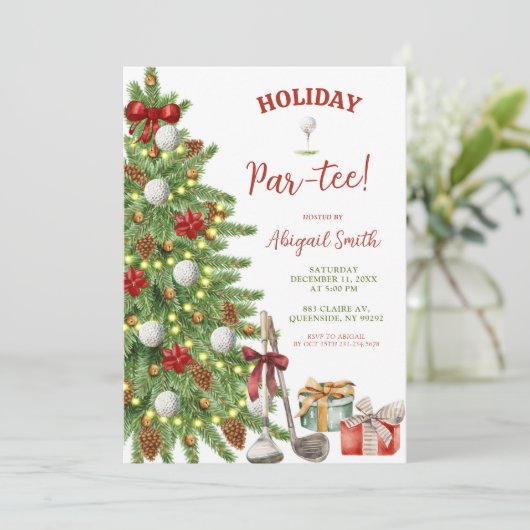 Christmas Holiday Golf Partee Kaart (Staand voorkant)