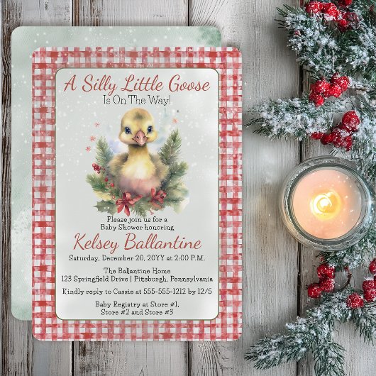 Christmas Holiday Goose Gosling Baby Shower Kaart