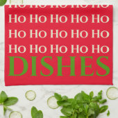CHRISTMAS HOLIDAY HO HO HO DISH RED KITCHEN TOWEL THEEDOEK (Gevouwen)