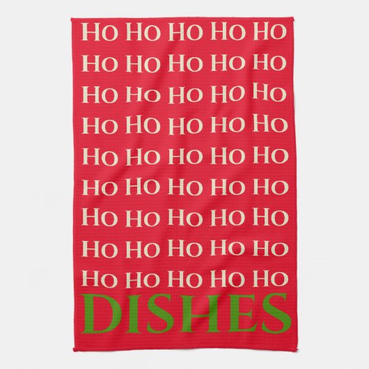 CHRISTMAS HOLIDAY HO HO HO DISH RED KITCHEN TOWEL THEEDOEK (Verticaal)