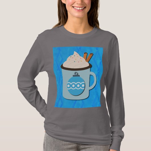 Christmas Holiday Hot Chocolate Art on T-Shrit T-shirt (Voorkant)