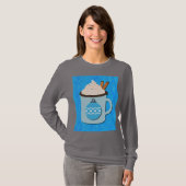 Christmas Holiday Hot Chocolate Art on T-Shrit T-shirt (Voorkant volledig)