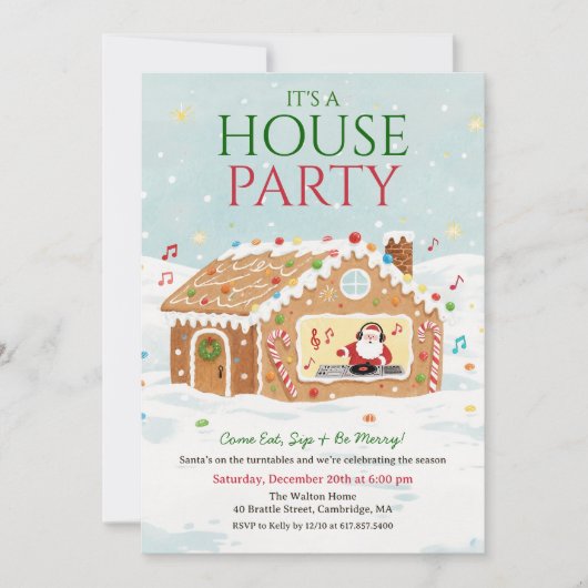 Christmas Holiday House Party Gingerbread House Kaart (Voorkant)