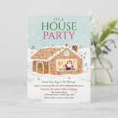 Christmas Holiday House Party Gingerbread House Kaart (Staand voorkant)