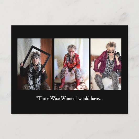 Christmas holiday humor with 3 wise women feestdagenkaart (Voorkant)