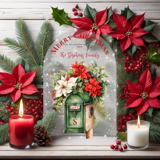 Christmas Holiday Mailbox Floral Monogram No-Photo Acryl Uitnodigingen