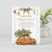 Christmas Holiday Merry Little Baby Shower Kaart (Staand voorkant)