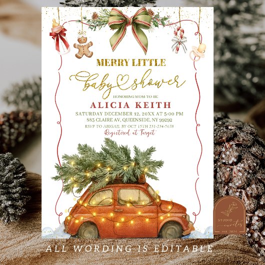 Christmas Holiday Merry Little Baby Shower Kaart