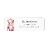 Christmas Holiday Nutcracker Pink Return Address Etiket (Voorkant)
