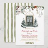 Christmas Holiday Open House Invitation Kaart (Voorkant / Achterkant)