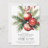 Christmas Holiday Open House Painted Baubles  Kaart (Voorkant)